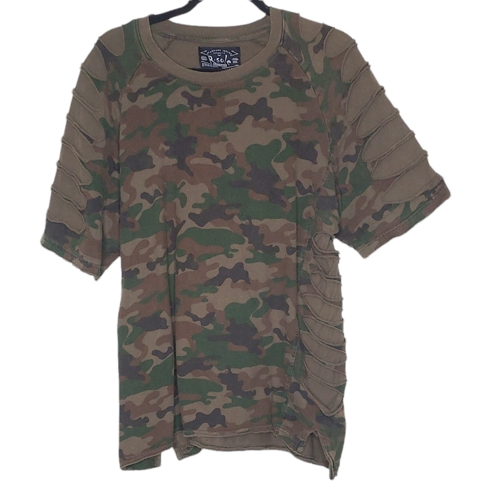 R. Sole Original Classic Distressed Camouflage Tee Size XL